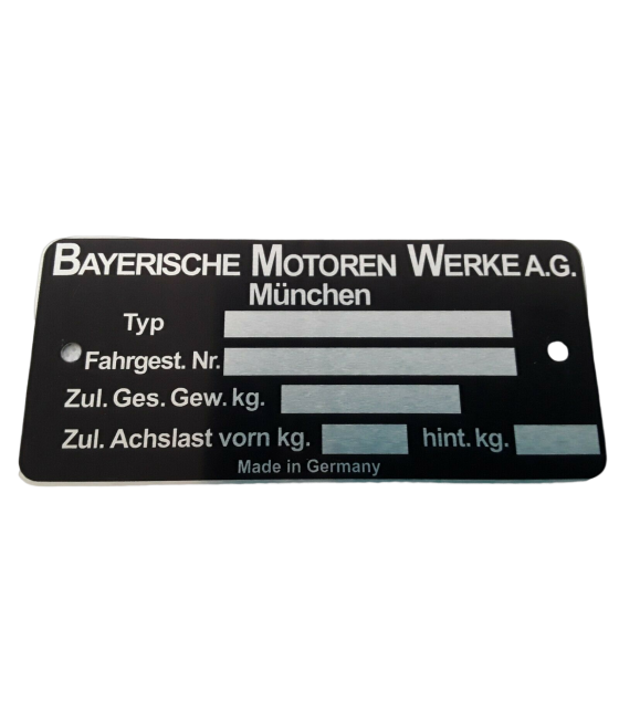 Nameplate blank BMW E9 2,5 CS - 3,0 CSL CS-631012E9