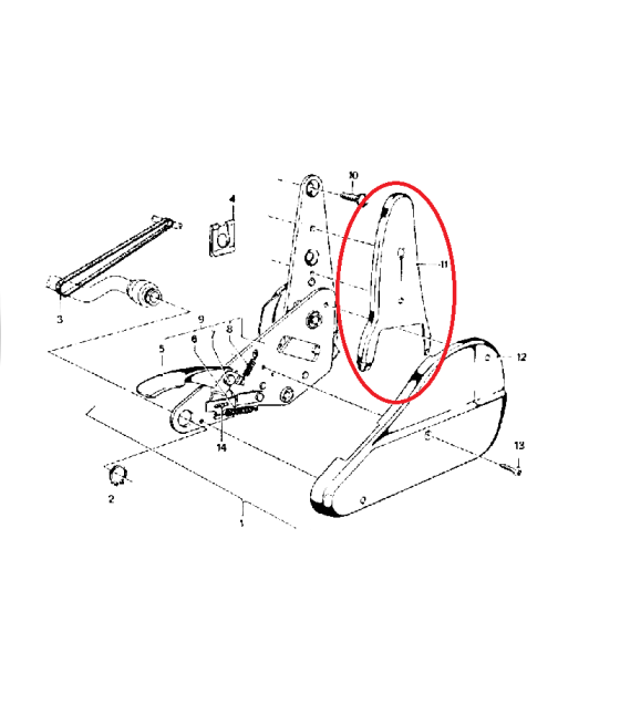 Cover seat fitting left top BMW E12 518 - 528i from 03 / 1975 CS-853353E12