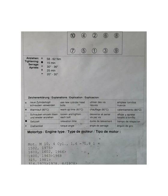 Zylinderkopfdichtung BMW E10 / E6 1502 & 1602 CS-287934E10
